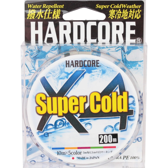 Шнур YO-ZURI PE HARDCORE X4 DUEL SUPER COLDPE 0.4 3.6кг 200м 5 COLOR H3963